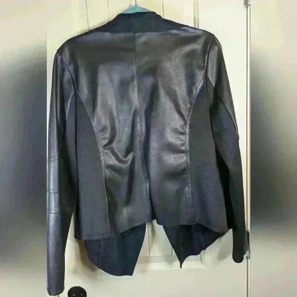 Apt 9 Leather Look Open Front Moto Jacket Pockets Size Large EUC - Picture 3 of 11